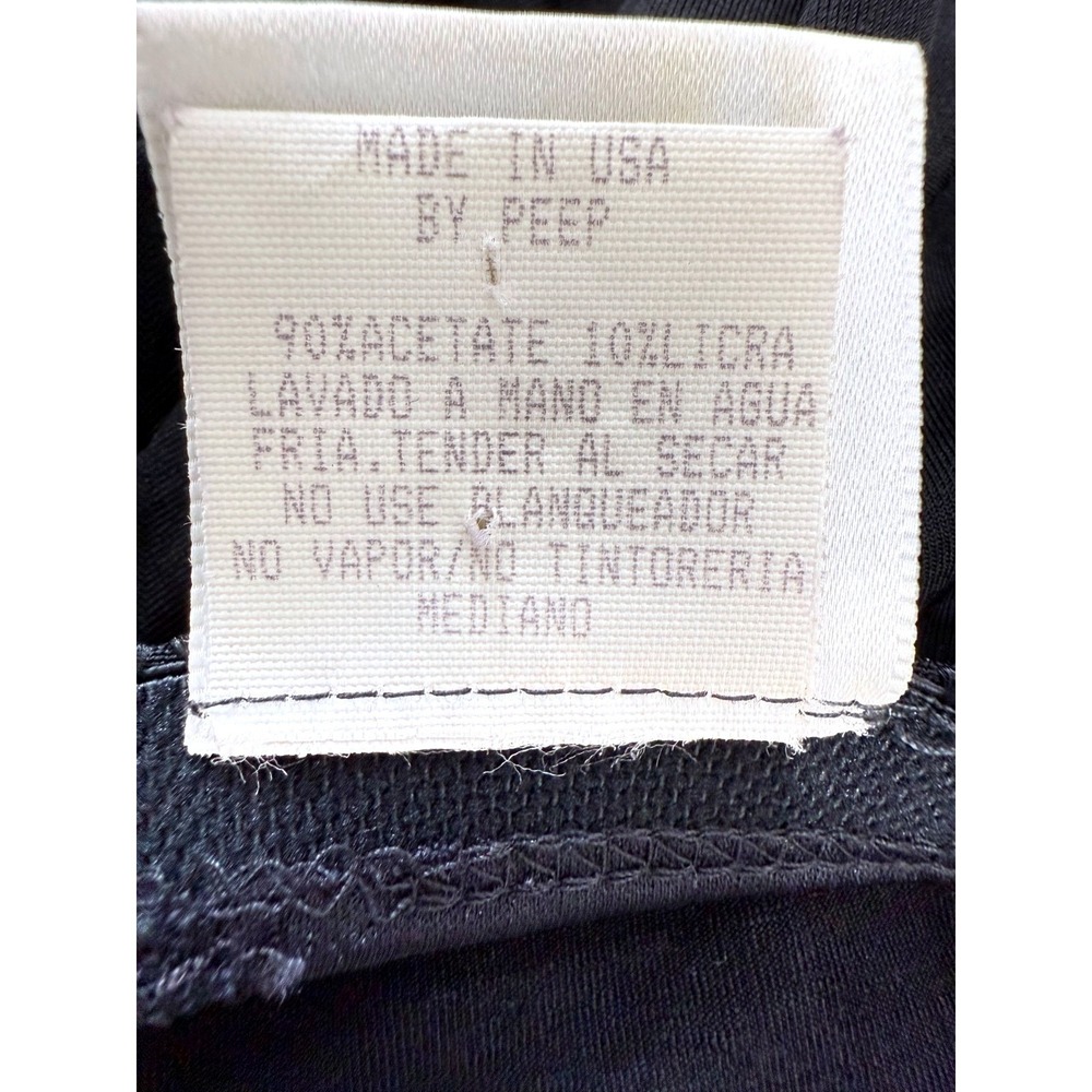 Vintage Black Babydoll Maxi Dress Size M Peep Studio Y2K High Slit Built In Bra - Picture 9 of 11